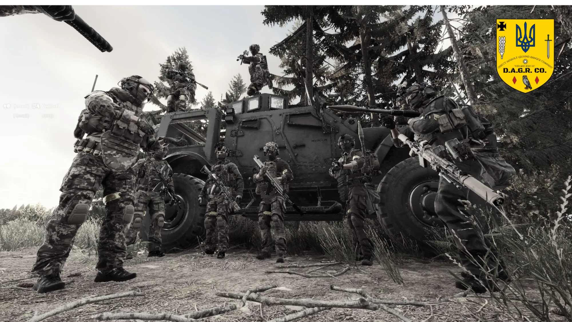 Squad around the armoured vehicle